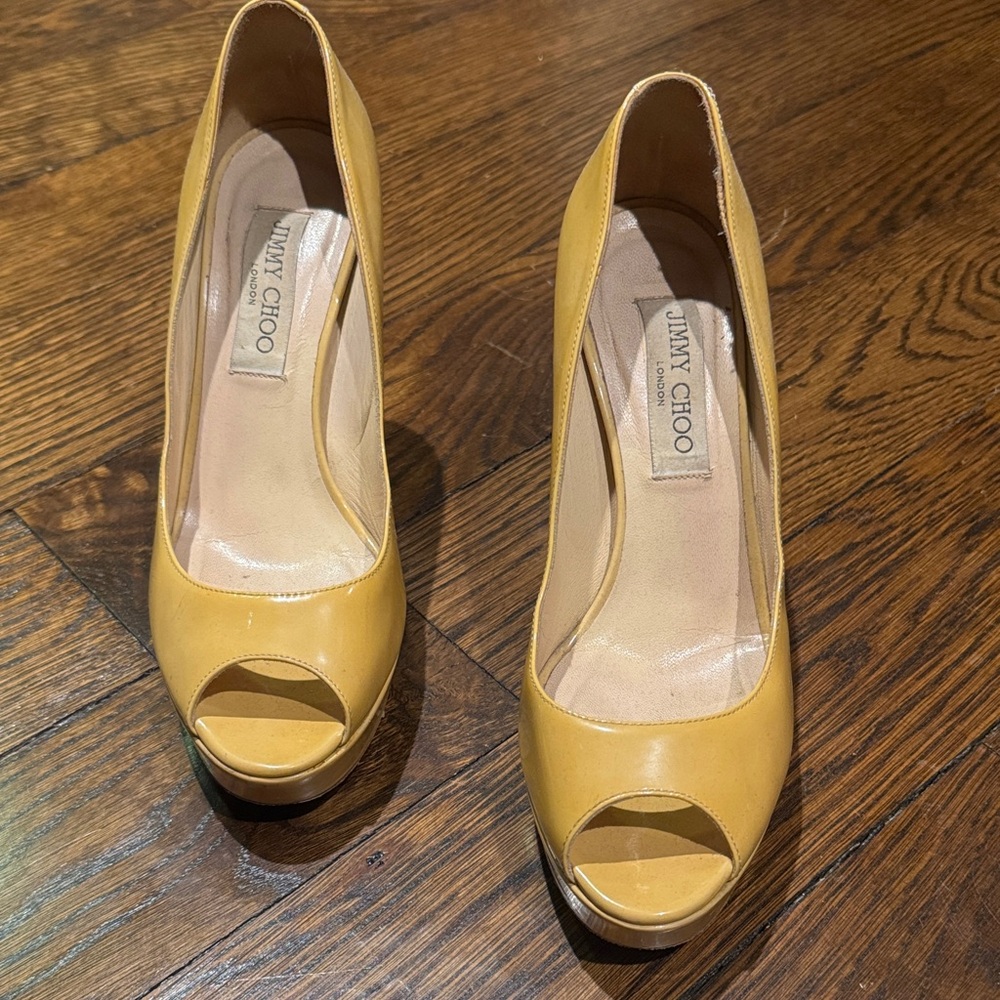 Jimmy Choo Yellow Peep Toe Heels